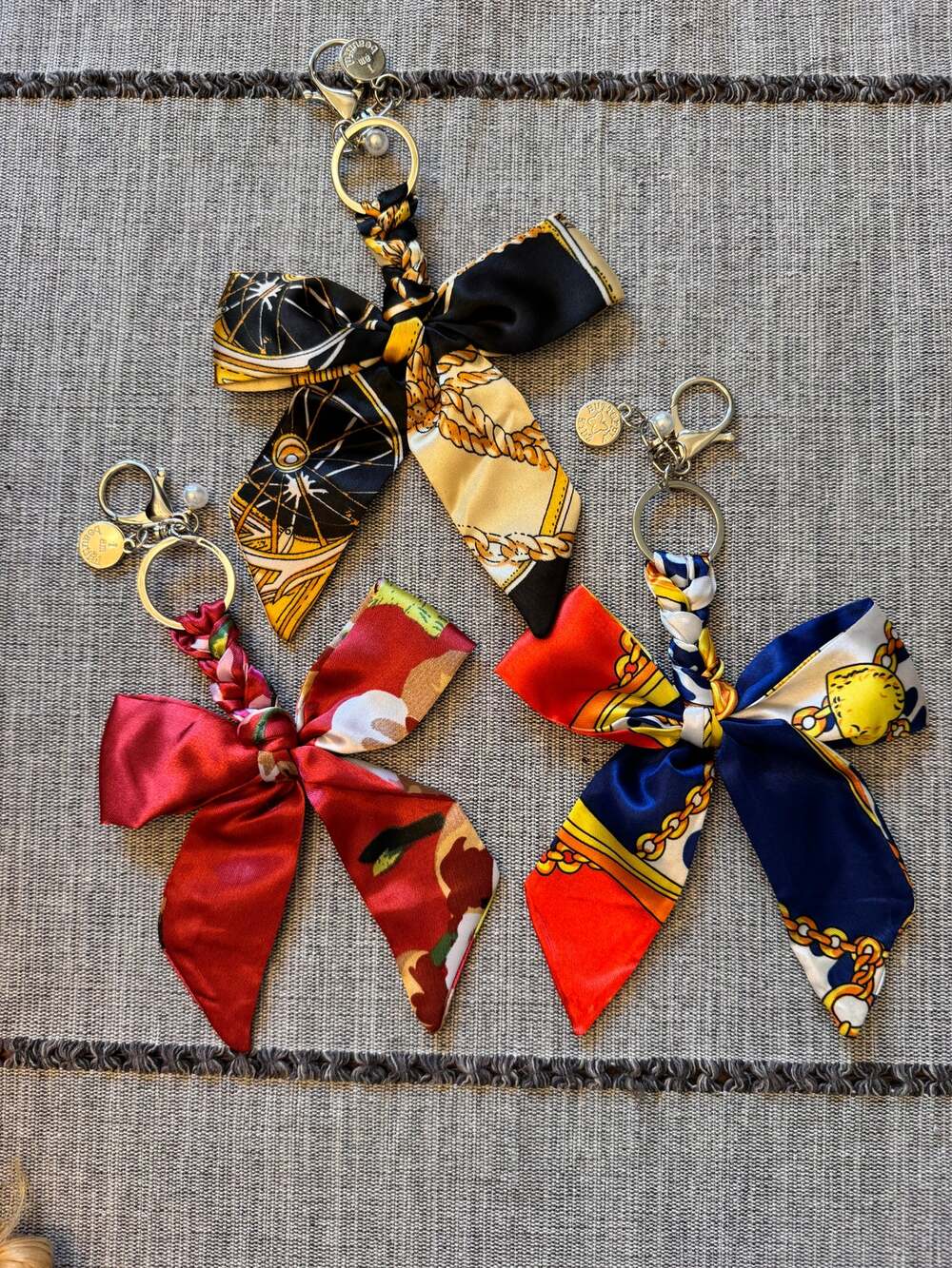 Set of 3 Bow Bag Charms Purse Charm Cute Bow Keychain Purse Accessory